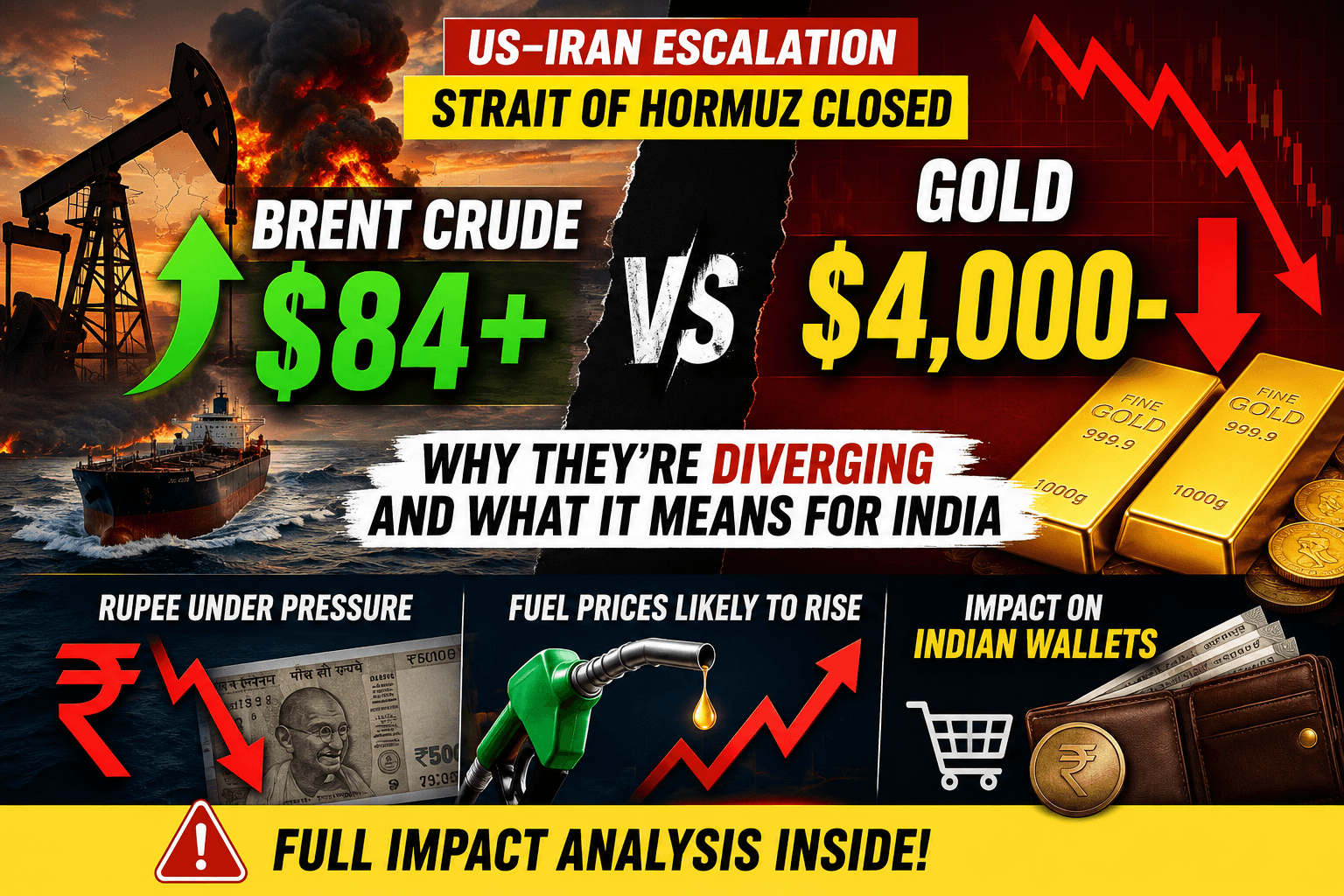 Gold Rate and Brent Crude Today After the Latest Iran War Escalation — and What It Means for India