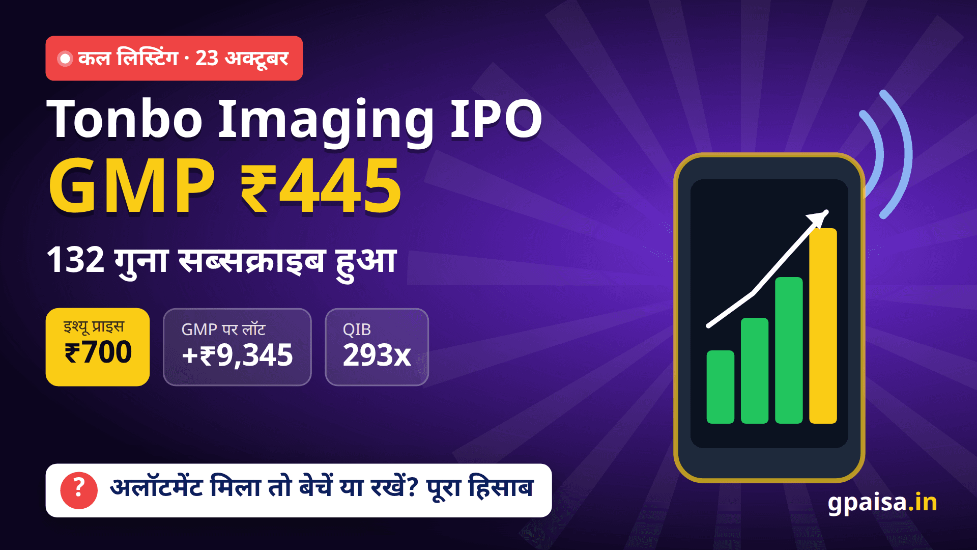 Tonbo Imaging IPO की लिस्टिंग 23 अक्टूबर को: GMP घटकर ₹438–445, अलॉटमेंट ऐसे चेक करें